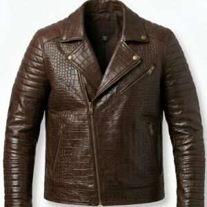 Men's Crocodile Embossed Leather Jacket